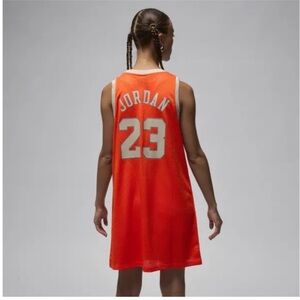 NWT Jordan Orange Mesh Basketball Heritage Dress with Back Number 23 Large